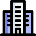 Icon of a tall commercial building with three connected towers