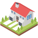 Isometric illustration of a modern two-story house