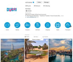 Dubai Tourism Instagram Account